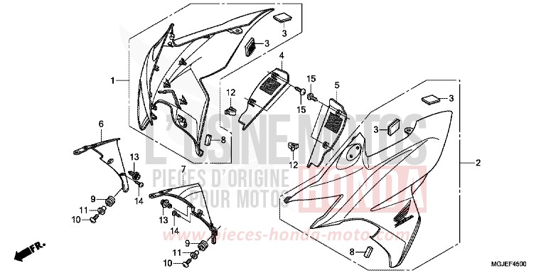 CAPOT AVANT de CBF1000F ABS PEARL NIGHTSTAR BLACK (NHA84) de 2012